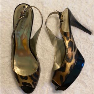 Guess peep toe leopard heels